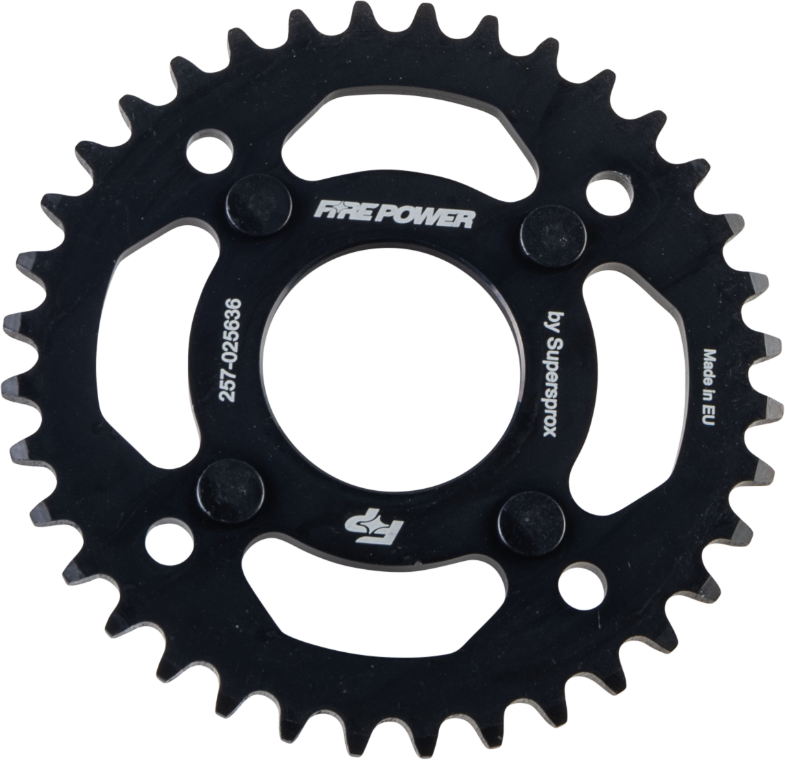 FIRE POWER REAR SPROCKET STEEL 36T BLK - FPS-256-36- BLK